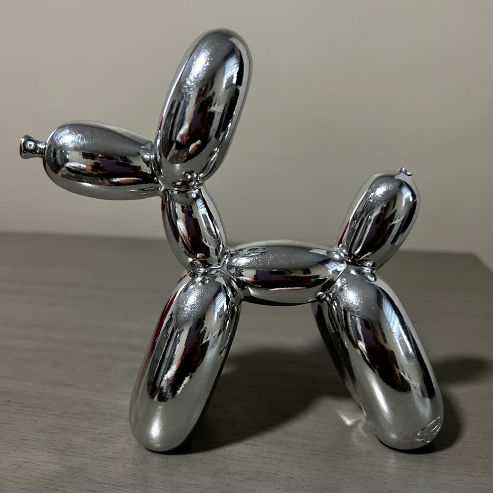 GP Edition Silver Metallic Balloon Dog Figurine Art Statue 4" H